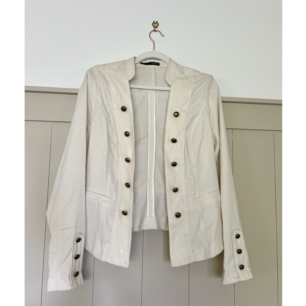 Cream Cropped Military Jacket